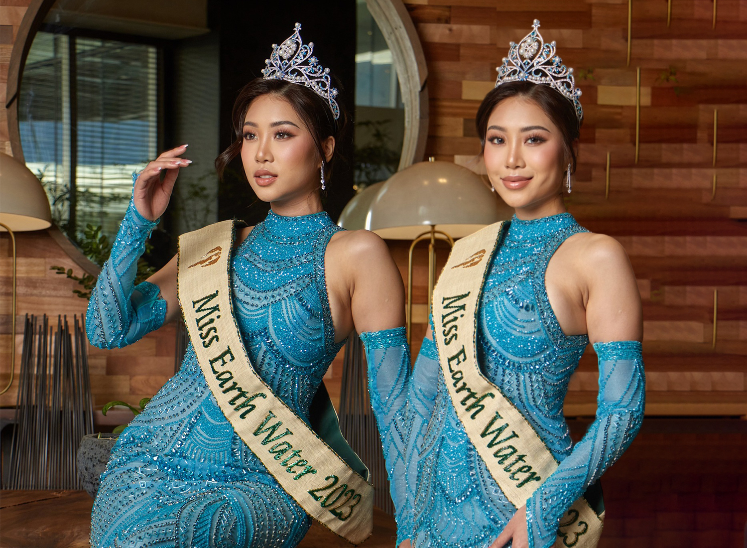 HOA HẬU LAN ANH MẤT ĐIỂM KHI ĐỌ DÁNG CÙNG CHỊ EM MISS EARTH 2023